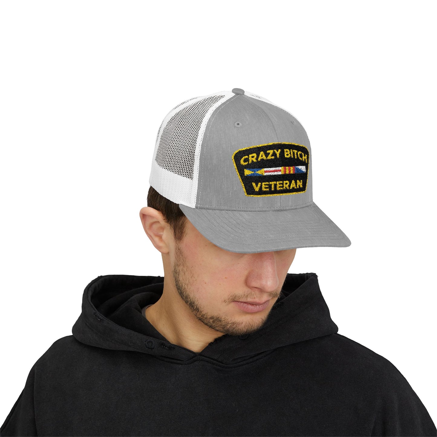CRAZY BITCH VETERAN - Trucker Snapback Hat