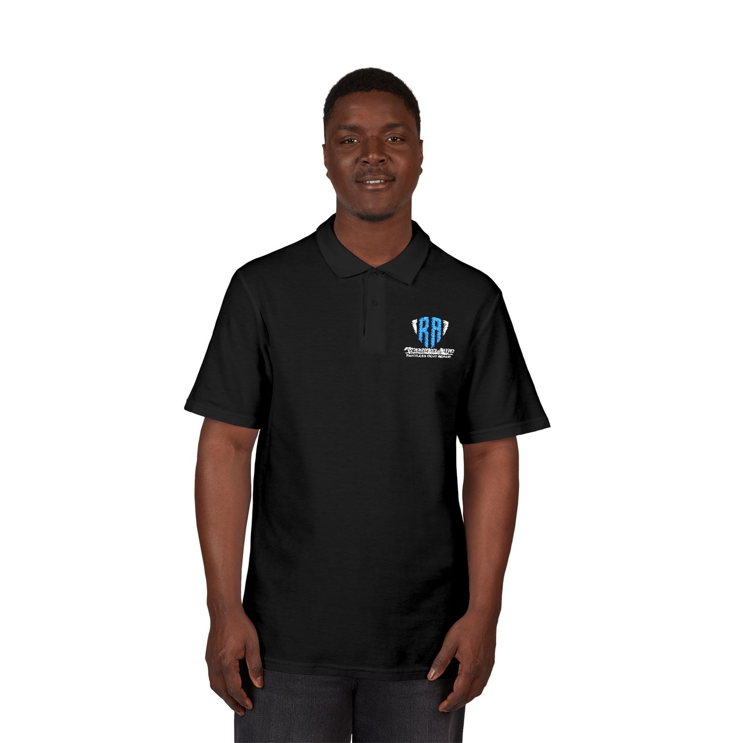 Embroidered Polo Shirt — Blue 'RPH' Crest with 'Auto Mall Apparel' Back
