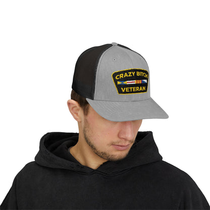 CRAZY BITCH VETERAN - Trucker Snapback Hat
