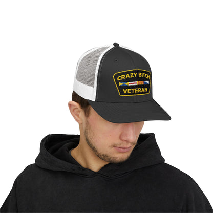 CRAZY BITCH VETERAN - Trucker Snapback Hat