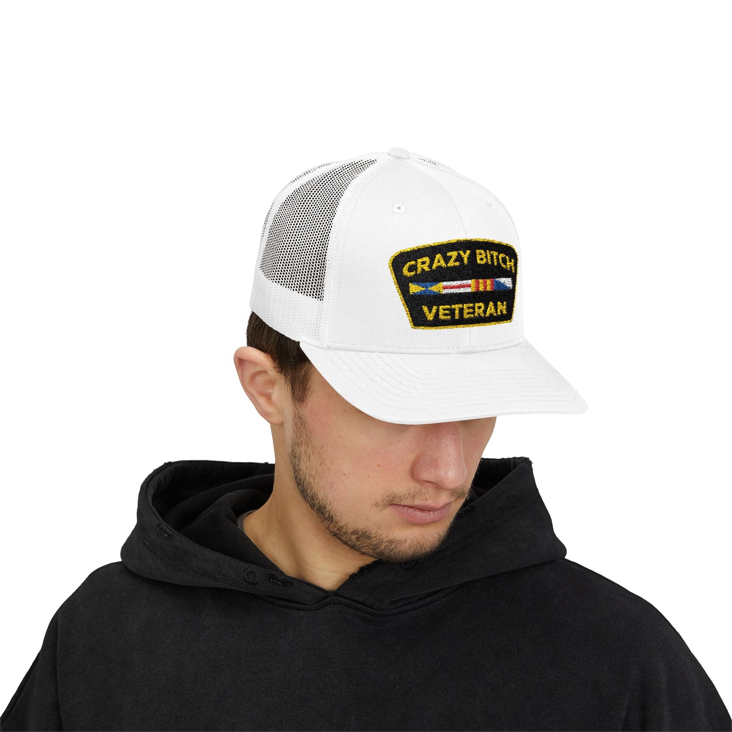 CRAZY BITCH VETERAN - Trucker Snapback Hat
