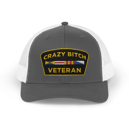 CRAZY BITCH VETERAN - Trucker Snapback Hat