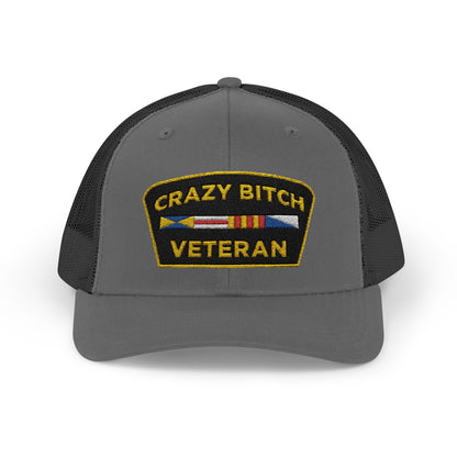 CRAZY BITCH VETERAN - Trucker Snapback Hat