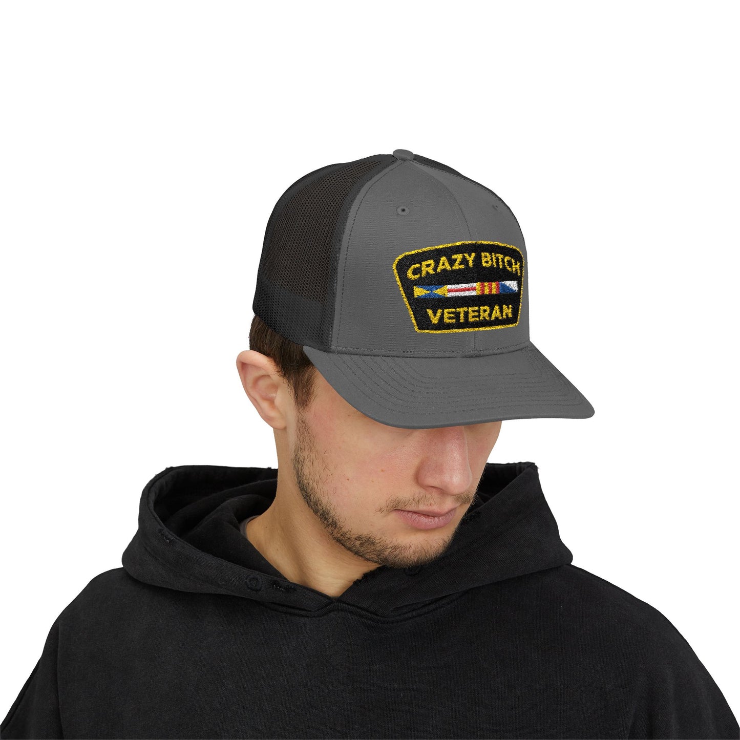 CRAZY BITCH VETERAN - Trucker Snapback Hat