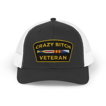 CRAZY BITCH VETERAN - Trucker Snapback Hat